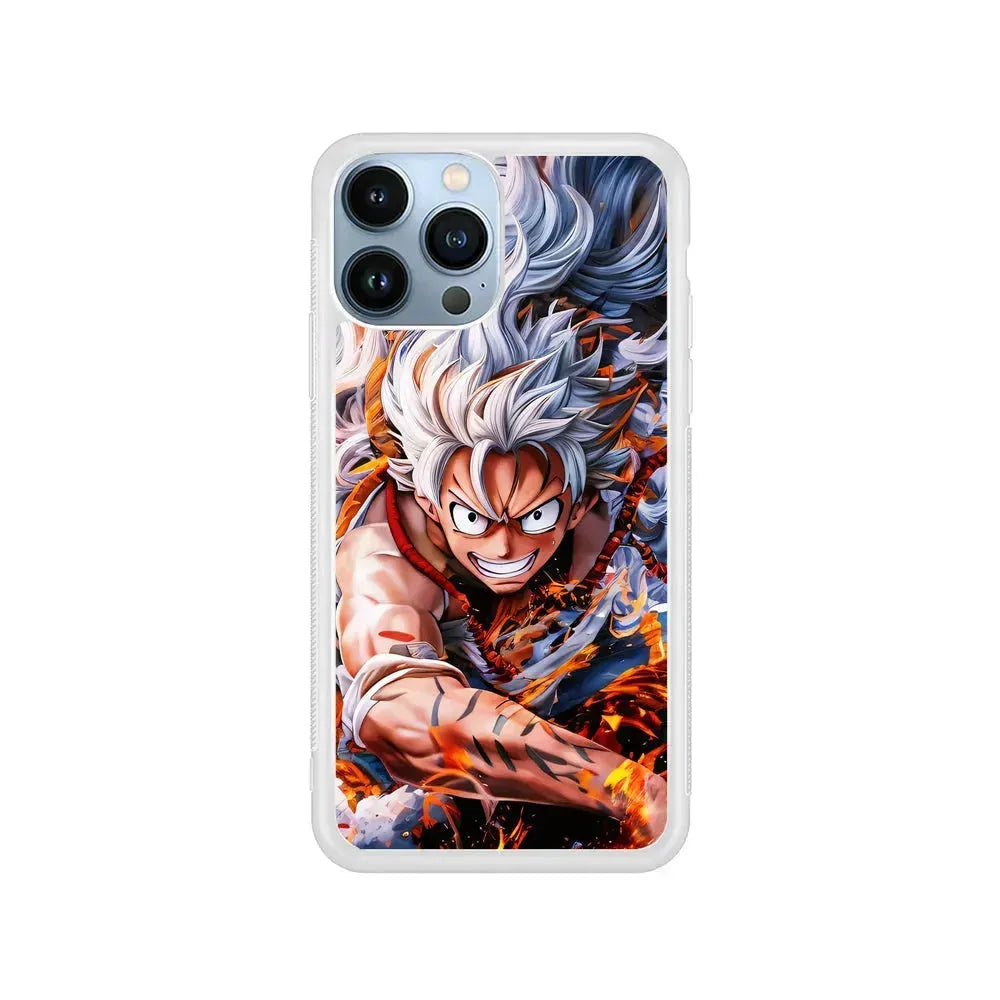 One Piece Luffy Gear 5 iPhone 15 Pro Max Case-Rubber / White (2D Case)-Xtracase