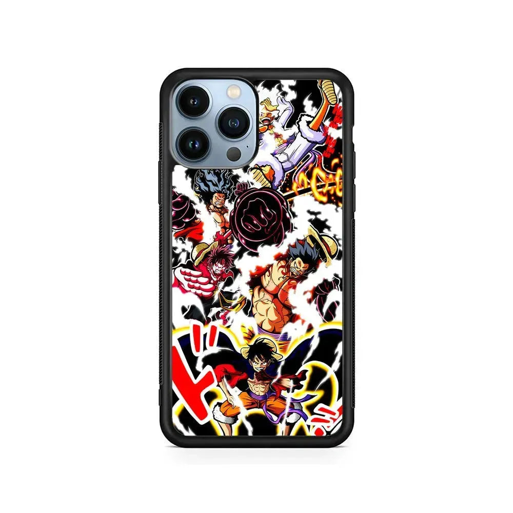 One Piece Luffy Gear Transformation iPhone 15 Pro Max Case-Rubber / Black (2D Case)-Xtracase