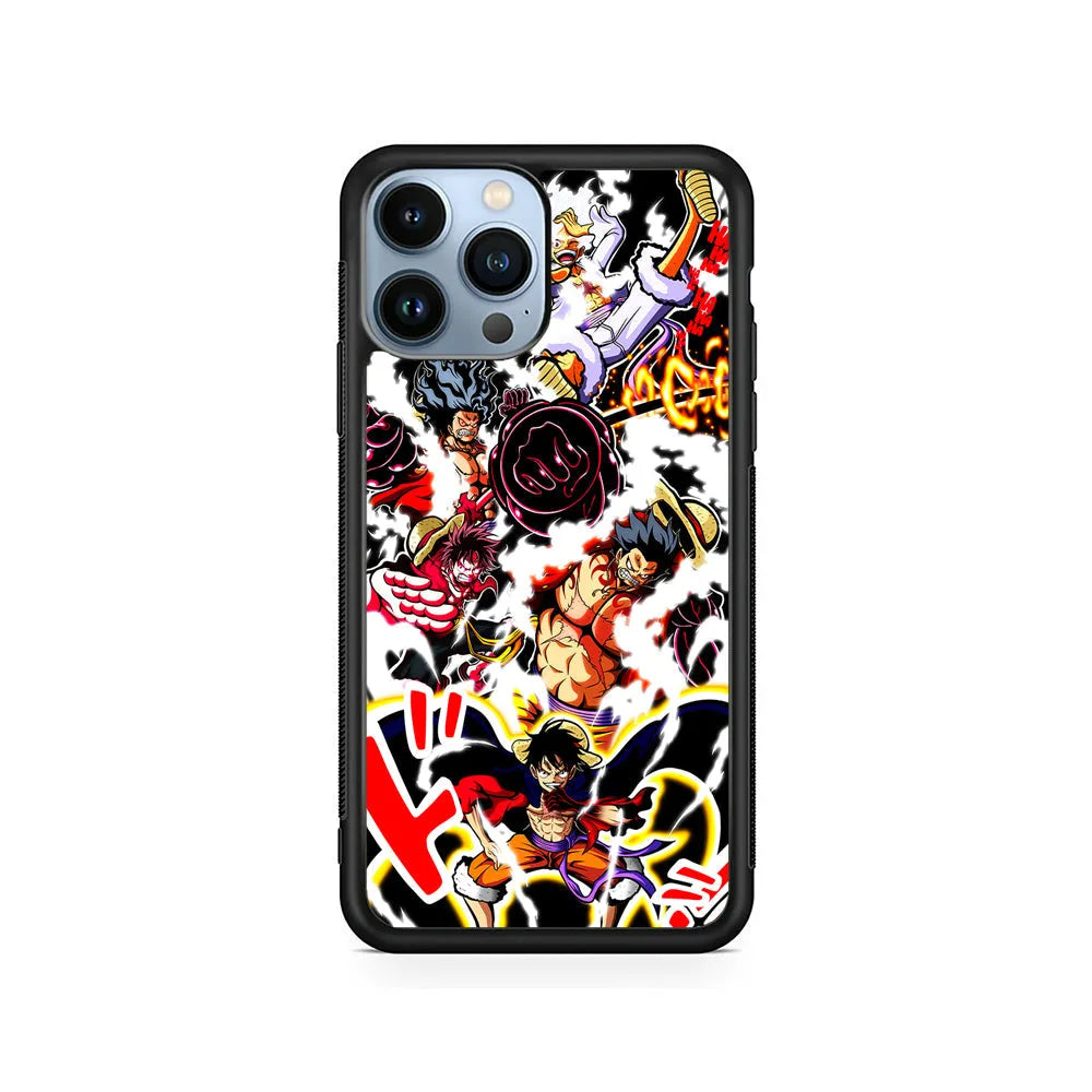 One Piece Luffy Gear Transformation iPhone 13 Pro Case-Rubber / Black (2D Case)-Xtracase