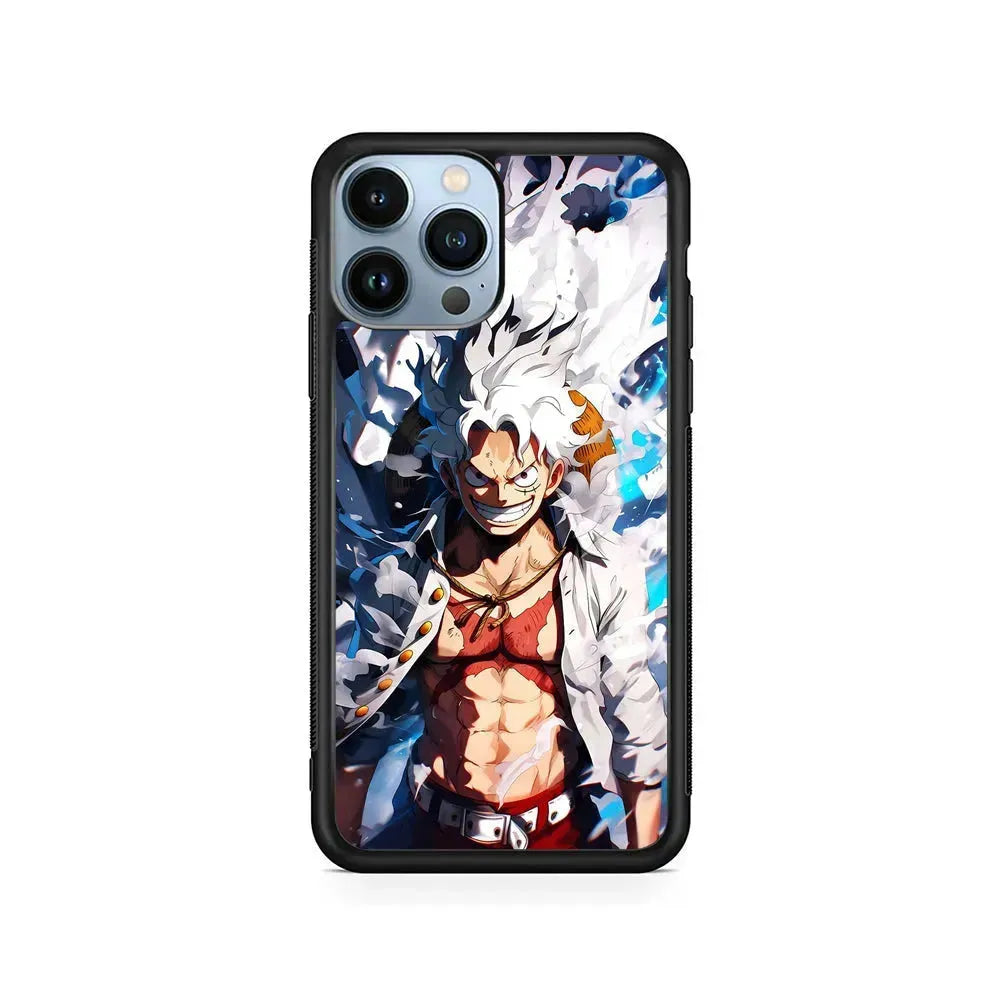 One Piece Luffy Sun God Nika iPhone 15 Pro Max Case-Rubber / Black (2D Case)-Xtracase