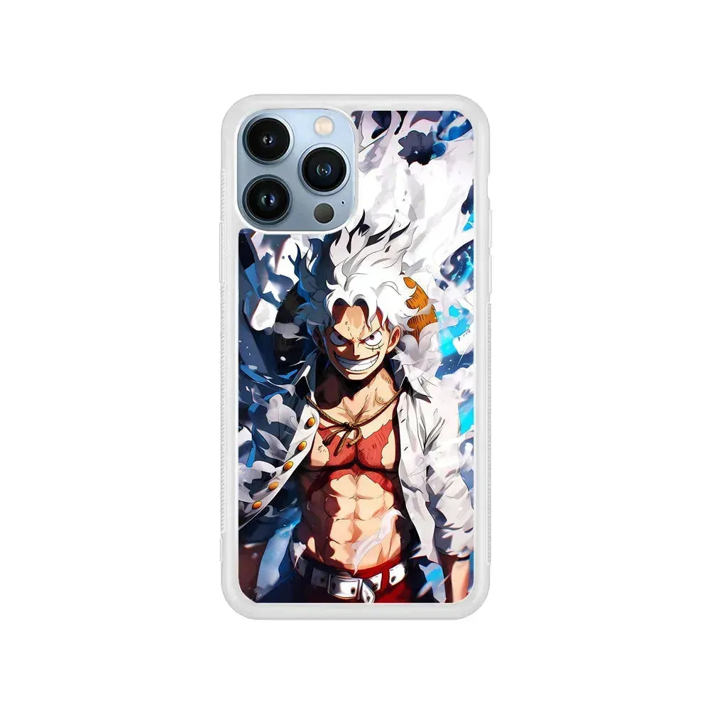 One Piece Luffy Sun God Nika iPhone 15 Pro Max Case-Rubber / White (2D Case)-Xtracase