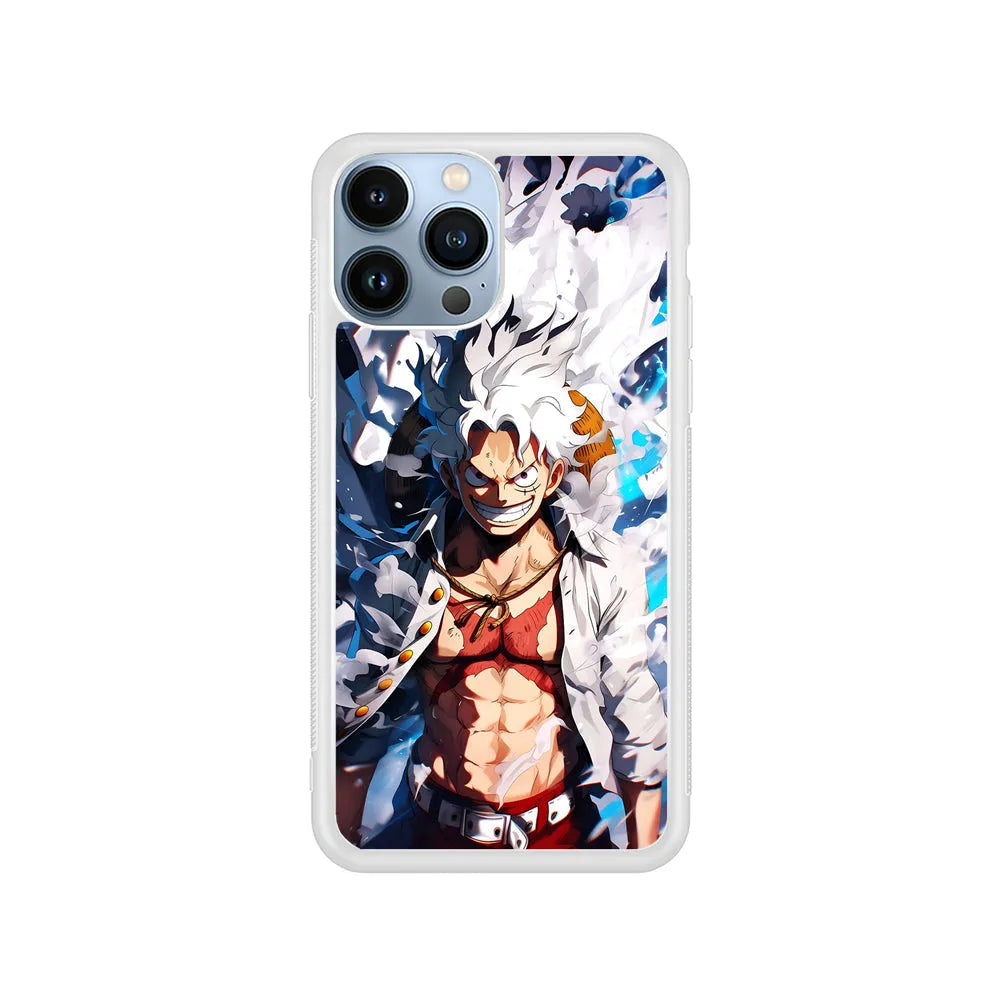 One Piece Luffy Sun God Nika iPhone 13 Pro Case-Rubber / White (2D Case)-Xtracase