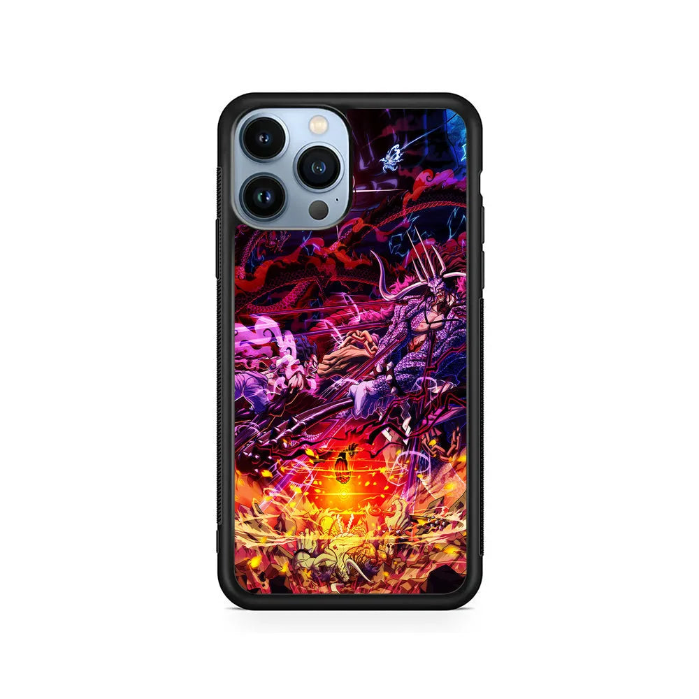 One Piece Luffy VS Kaido iPhone 13 Pro Case-Rubber / Black (2D Case)-Xtracase