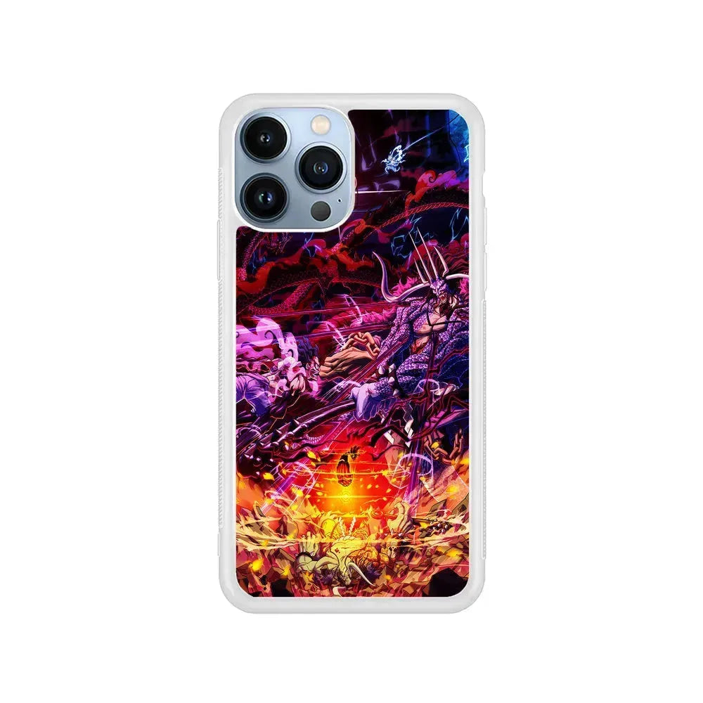 One Piece Luffy VS Kaido iPhone 15 Pro Max Case-Rubber / White (2D Case)-Xtracase