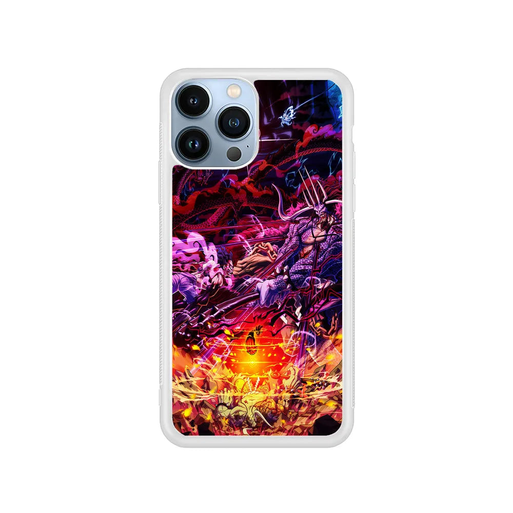 One Piece Luffy VS Kaido iPhone 13 Pro Case-Rubber / White (2D Case)-Xtracase