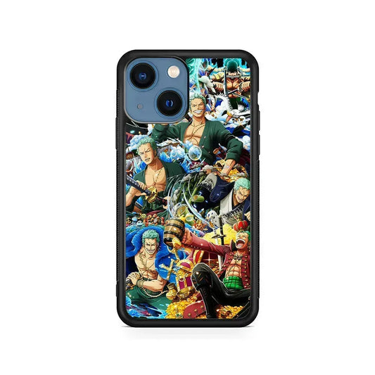 One Piece Roronoa Zoro Aesthetic iPhone 13 Mini Case-Rubber / Black (2D Case)-Xtracase