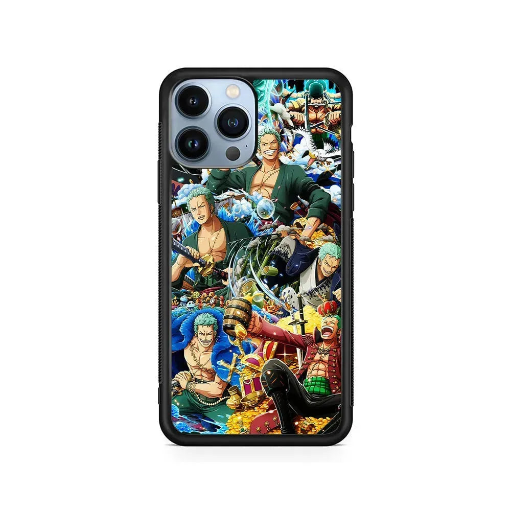 One Piece Roronoa Zoro Aesthetic iPhone 15 Pro Max Case-Rubber / Black (2D Case)-Xtracase