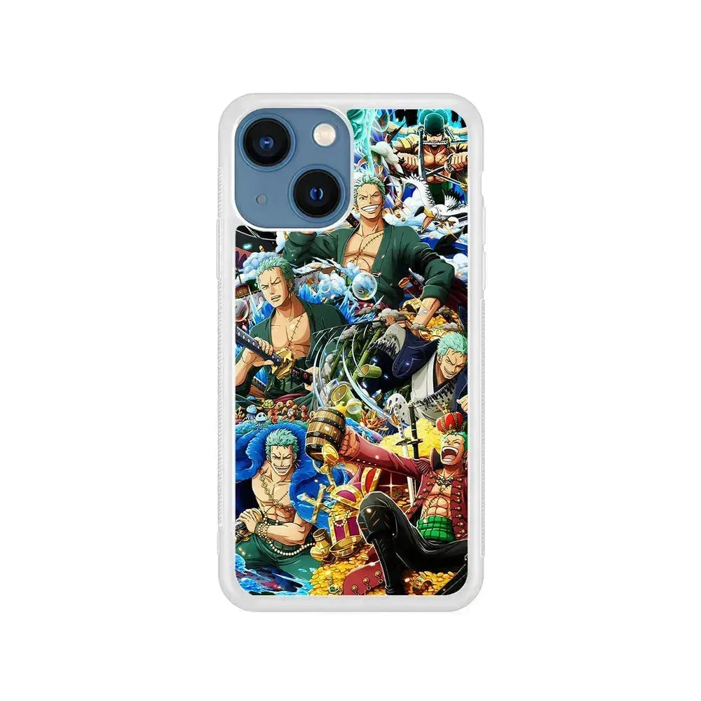 One Piece Roronoa Zoro Aesthetic iPhone 13 Mini Case-Rubber / White (2D Case)-Xtracase