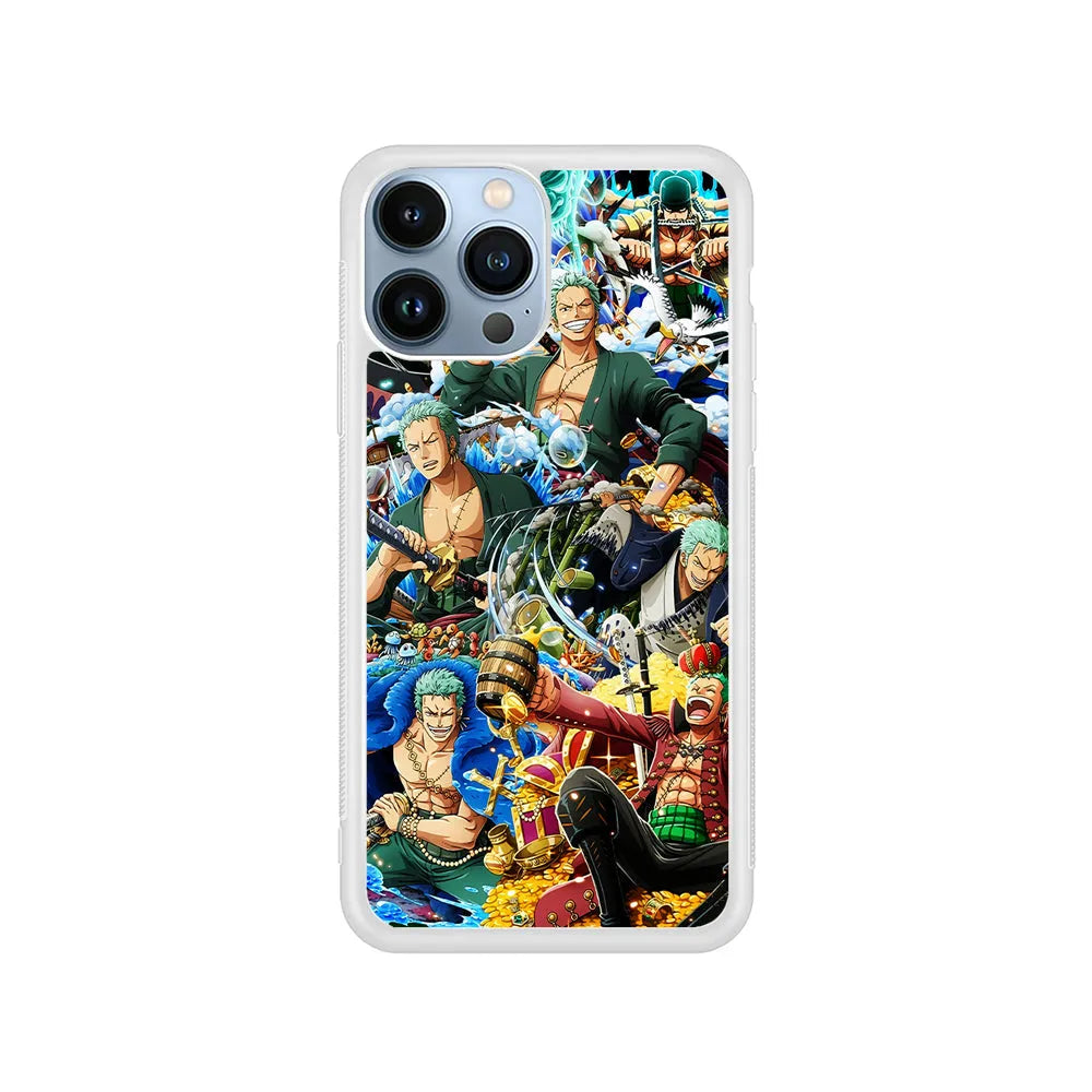 One Piece Roronoa Zoro Aesthetic iPhone 13 Pro Max Case-Rubber / White (2D Case)-Xtracase