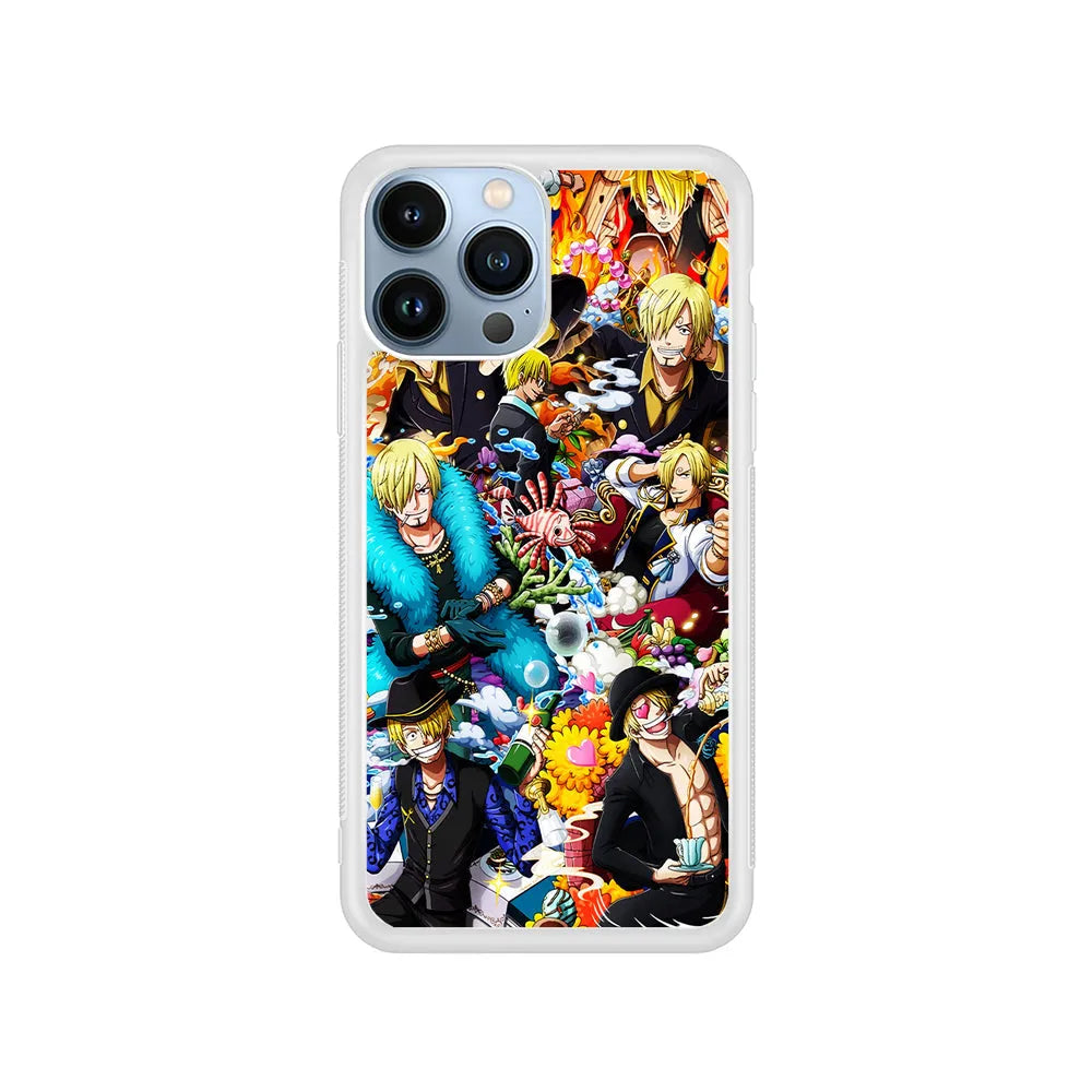 One Piece Sanji Aesthetic iPhone 13 Pro Case-Rubber / White (2D Case)-Xtracase