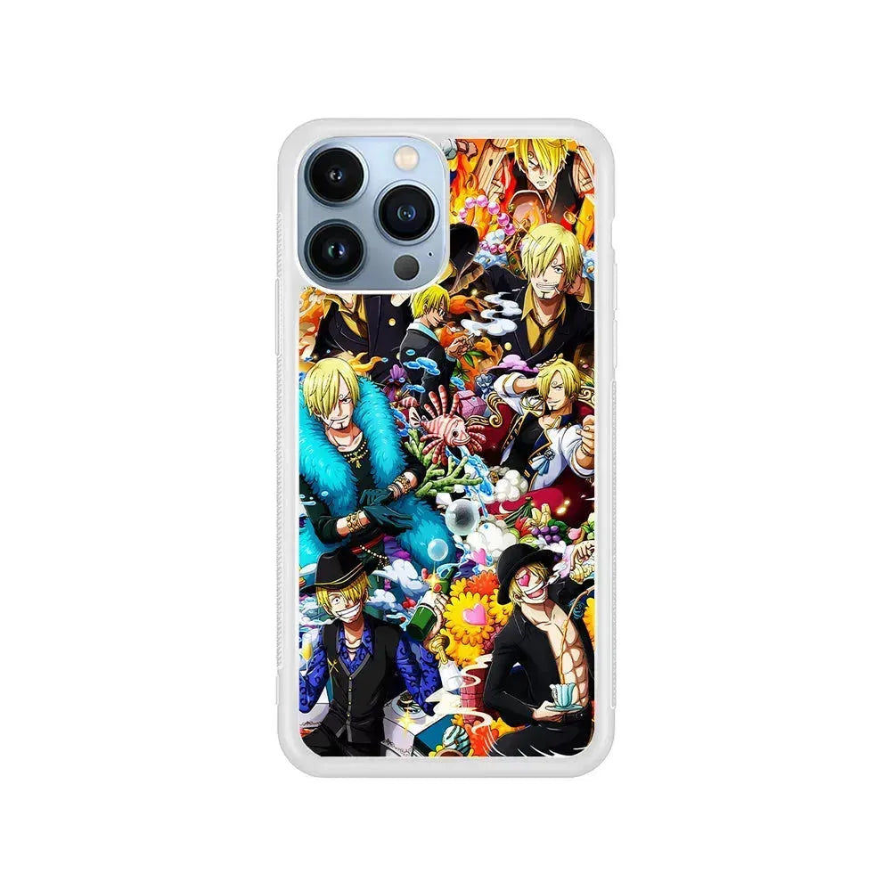 One Piece Sanji Aesthetic iPhone 15 Pro Max Case-Rubber / White (2D Case)-Xtracase