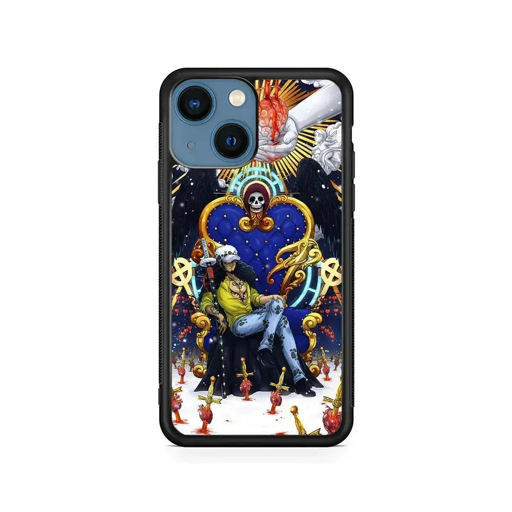 One Piece Trafalgar Law Heart Stealer iPhone 13 Mini Case-Rubber / Black (2D Case)-Xtracase