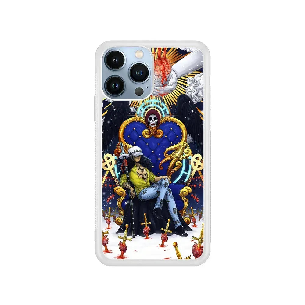 One Piece Trafalgar Law Heart Stealer iPhone 15 Pro Max Case-Rubber / White (2D Case)-Xtracase
