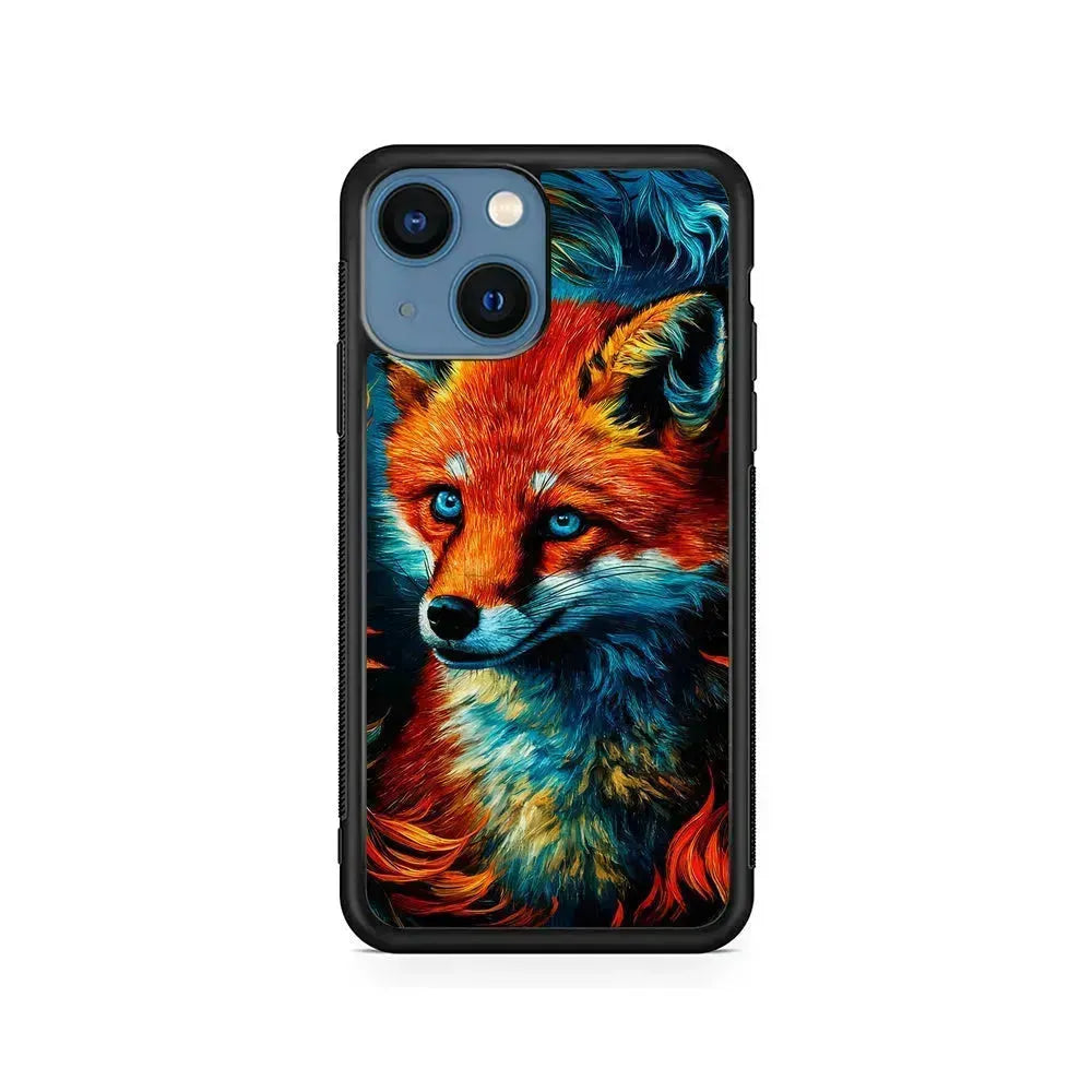 Painting Of A Fox iPhone 13 Mini Case-Rubber / Black (2D Case)-Xtracase