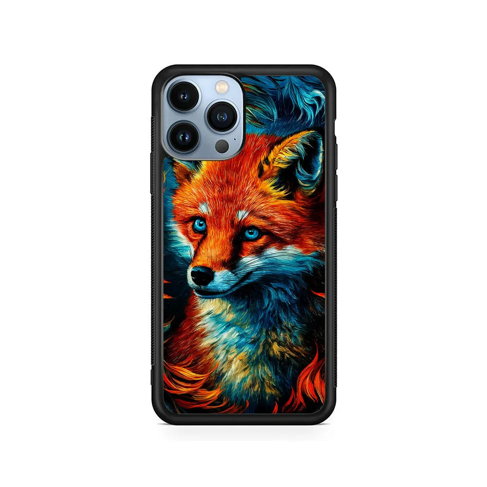 Painting Of A Fox iPhone 13 Pro Case-Rubber / Black (2D Case)-Xtracase