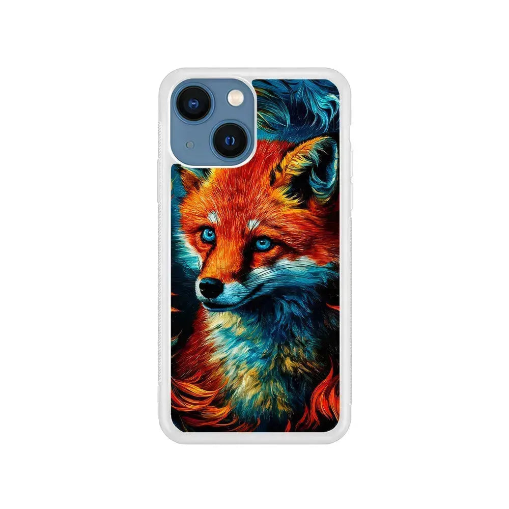 Painting Of A Fox iPhone 13 Mini Case-Rubber / White (2D Case)-Xtracase