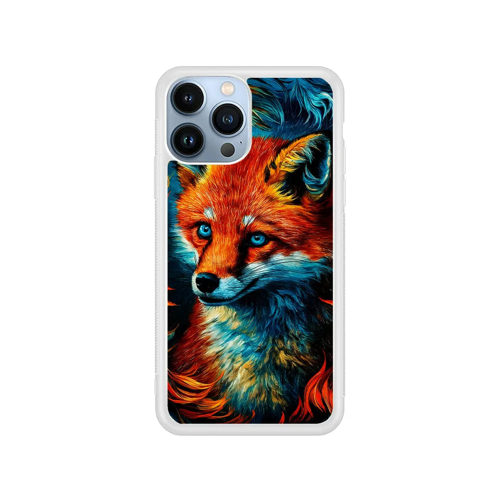 Painting Of A Fox iPhone 13 Pro Max Case-Rubber / White (2D Case)-Xtracase