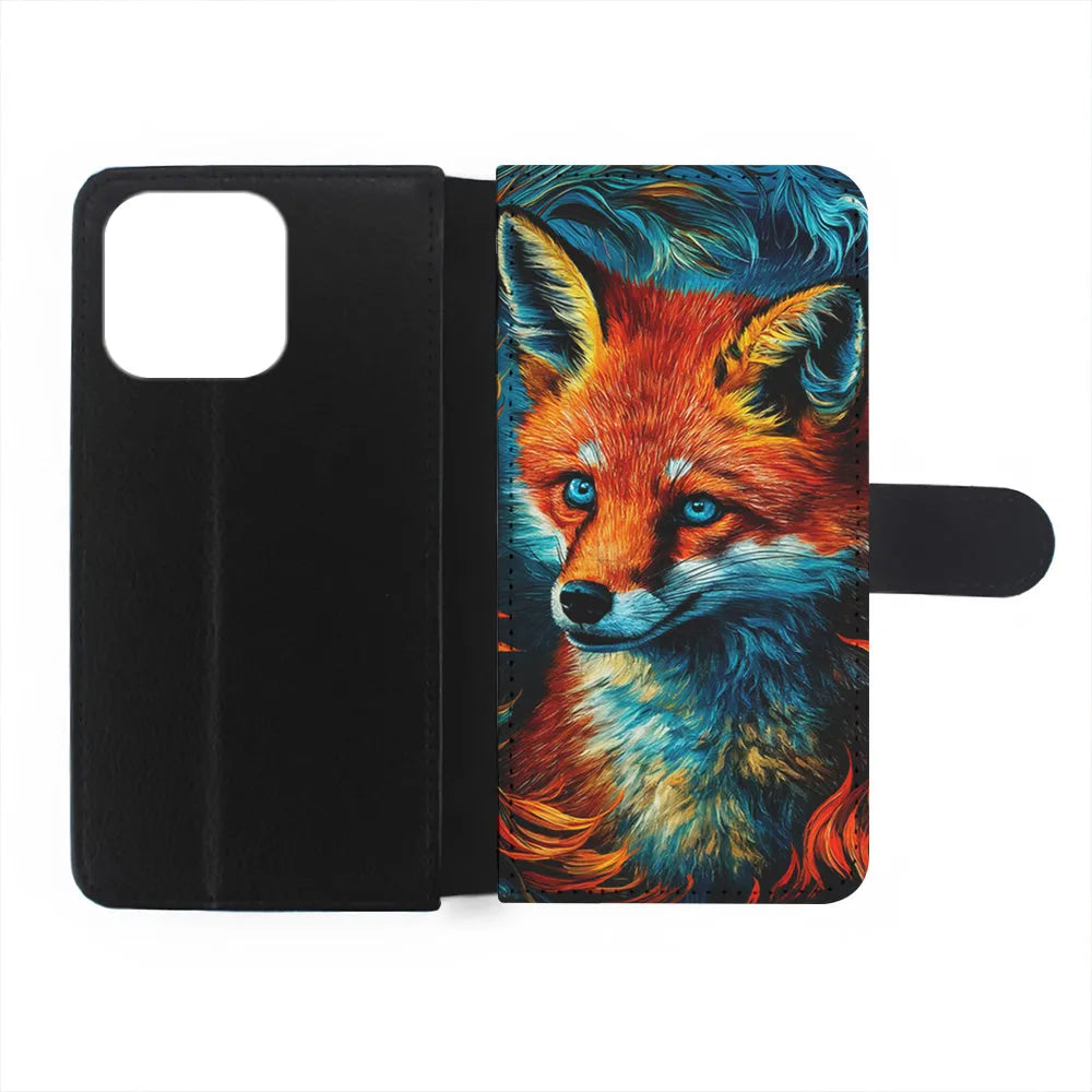 Painting Of A Fox iPhone 13 Pro Case-Flip Wallet Case-Xtracase