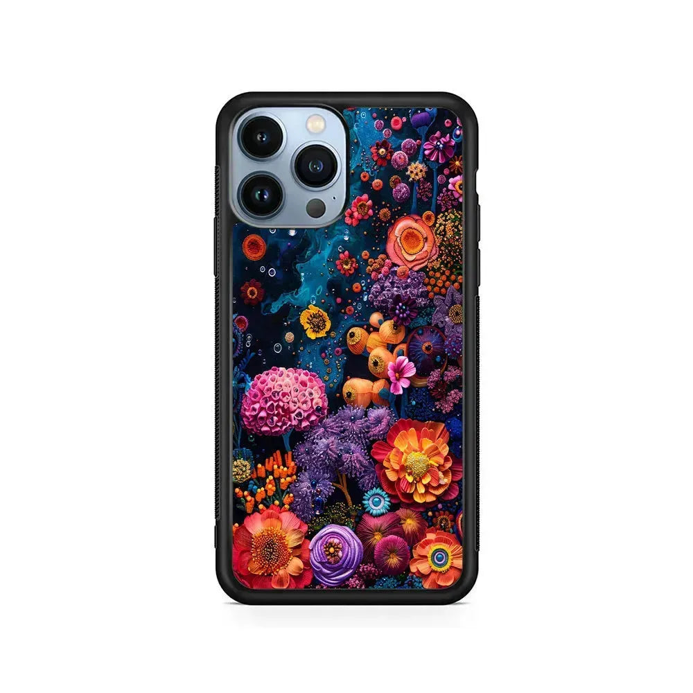 Painting of Flowers and Plants iPhone 15 Pro Max Case-Rubber / Black (2D Case)-Xtracase