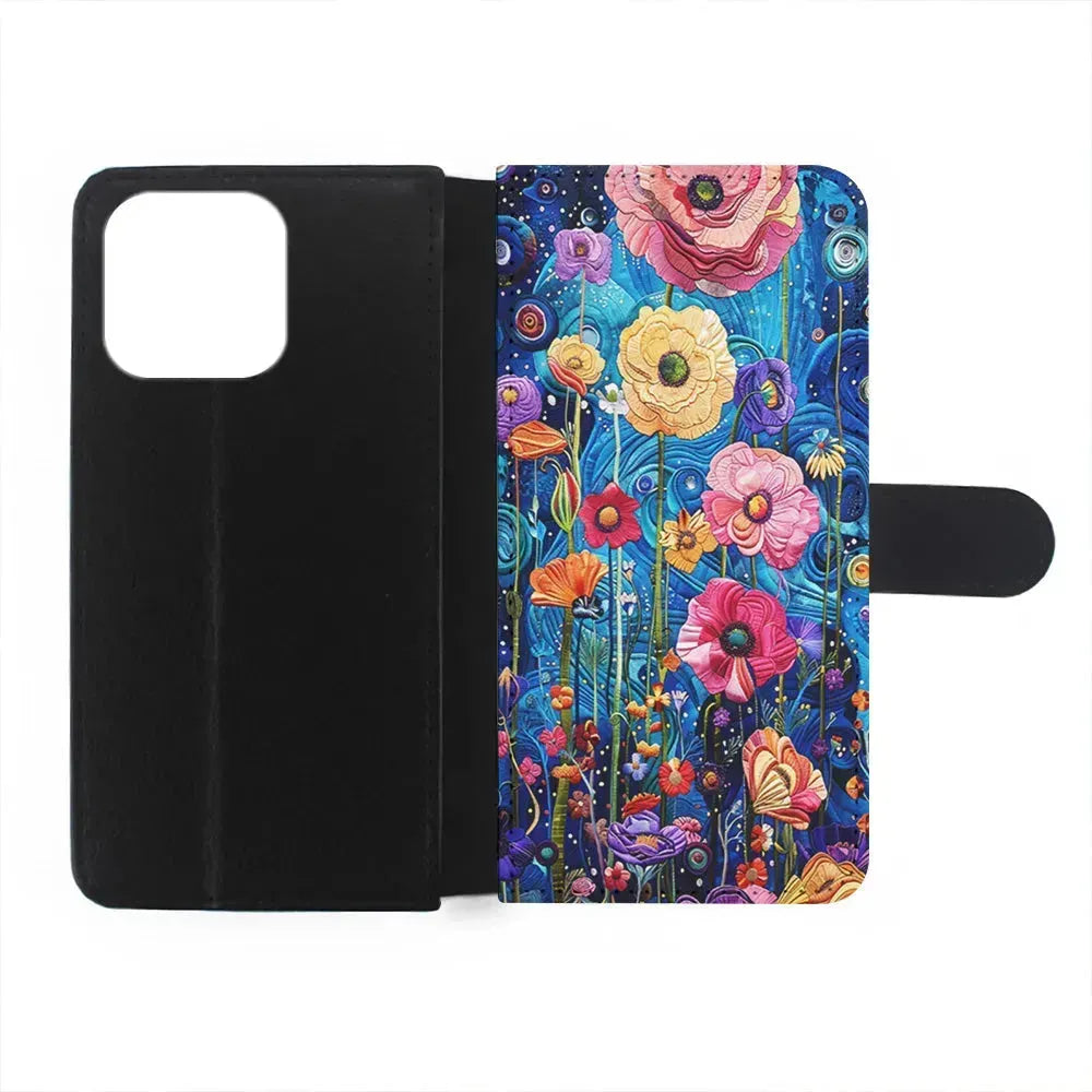 Painting of Flowers with a Blue Sky iPhone 15 Pro Max Case-Flip Wallet Case-Xtracase