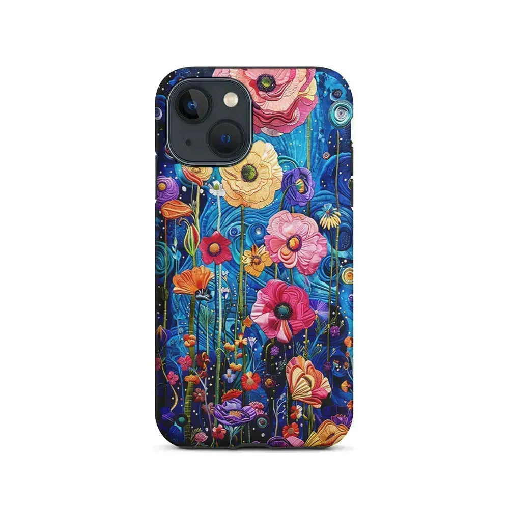 Painting of Flowers with a Blue Sky iPhone 13 Mini Case-2 in 1 Tough Case-Xtracase