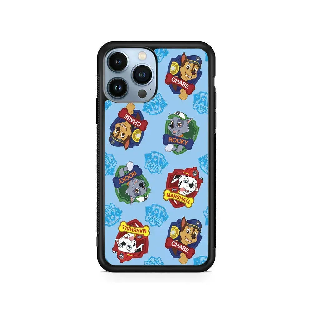 Paw Patrol Blue Background iPhone 15 Pro Max Case-Rubber / Black (2D Case)-Xtracase