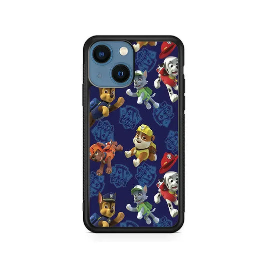 Paw Patrol Navy Background iPhone 13 Mini Case-Rubber / Black (2D Case)-Xtracase