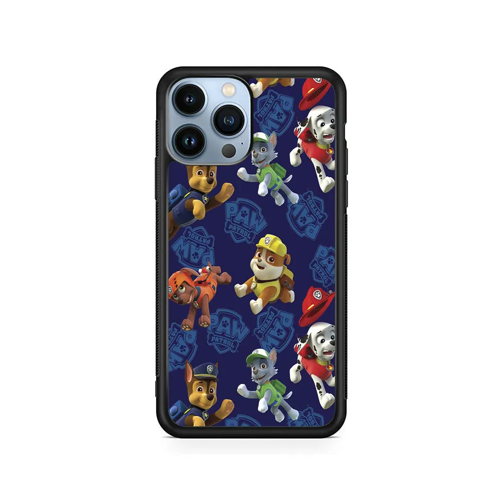 Paw Patrol Navy Background iPhone 13 Pro Max Case-Rubber / Black (2D Case)-Xtracase