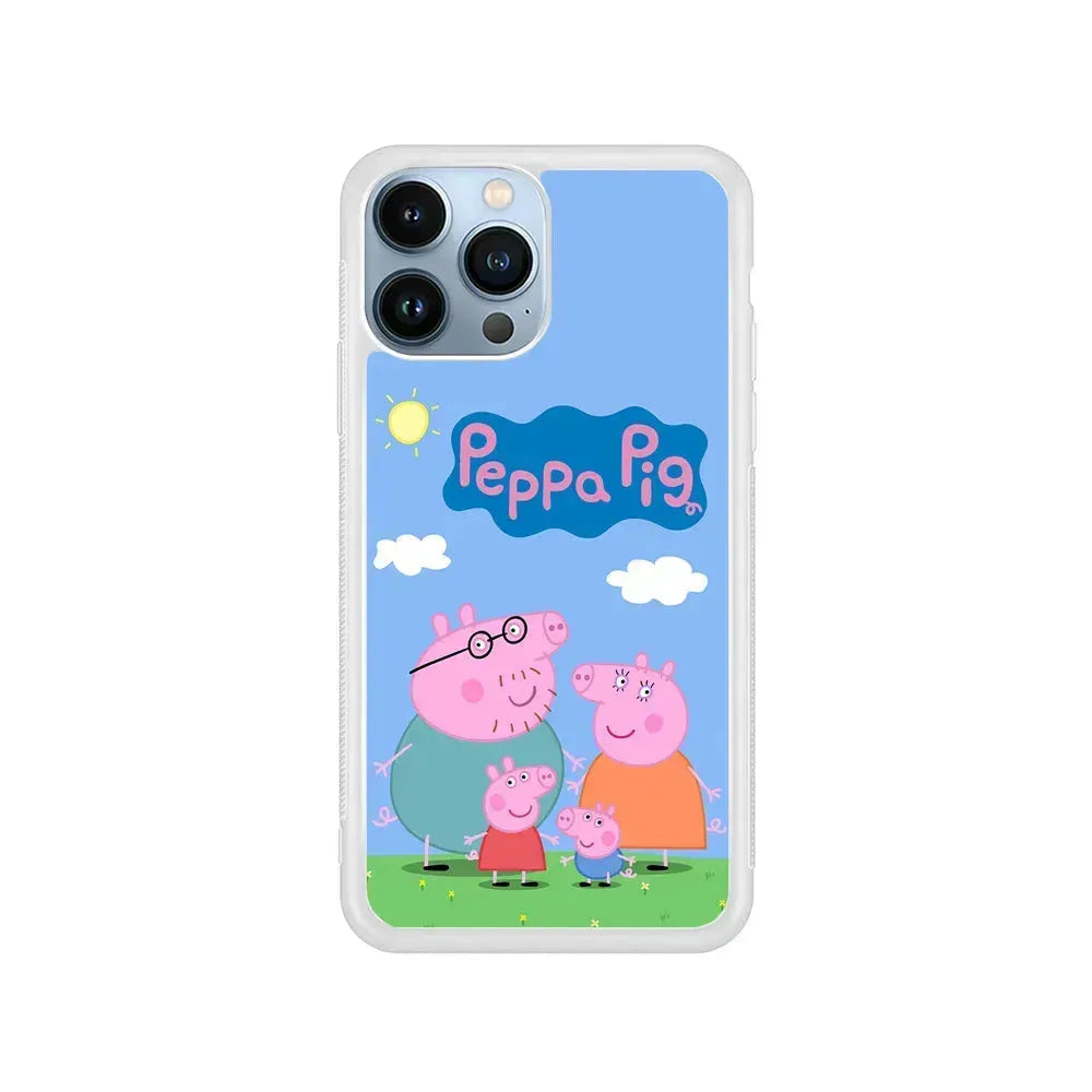 Peppa Pig Family iPhone 15 Pro Max Case-Rubber / White (2D Case)-Xtracase