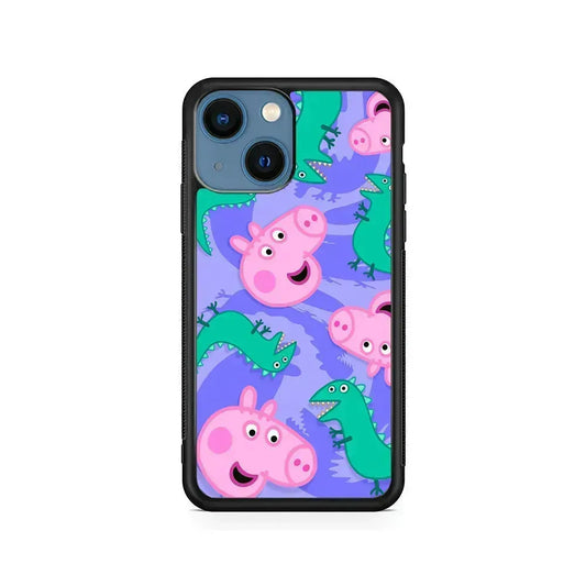 Peppa Pig Purple iPhone 13 Mini Case-Rubber / Black (2D Case)-Xtracase