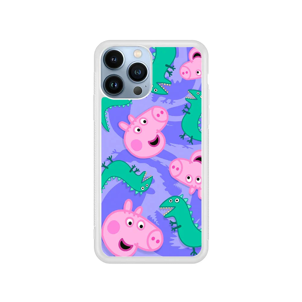 Peppa Pig Purple iPhone 13 Pro Case-Rubber / White (2D Case)-Xtracase