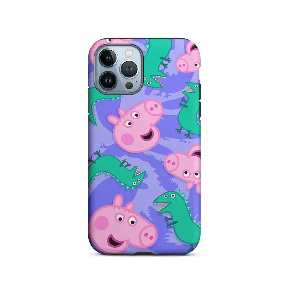 Peppa Pig Purple iPhone 15 Pro Max Case-2 in 1 Tough Case-Xtracase