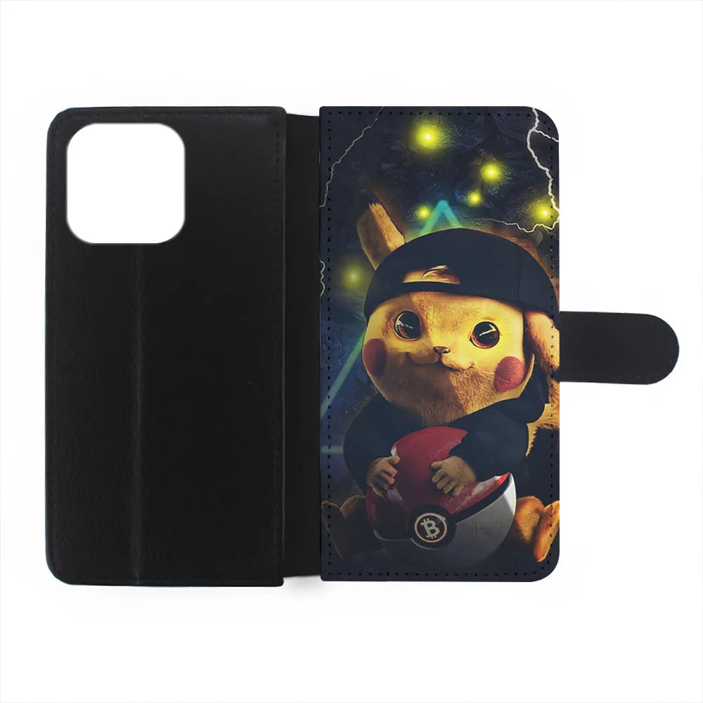 Pikachu With His Pokeball iPhone 13 Pro Case-Flip Wallet Case-Xtracase