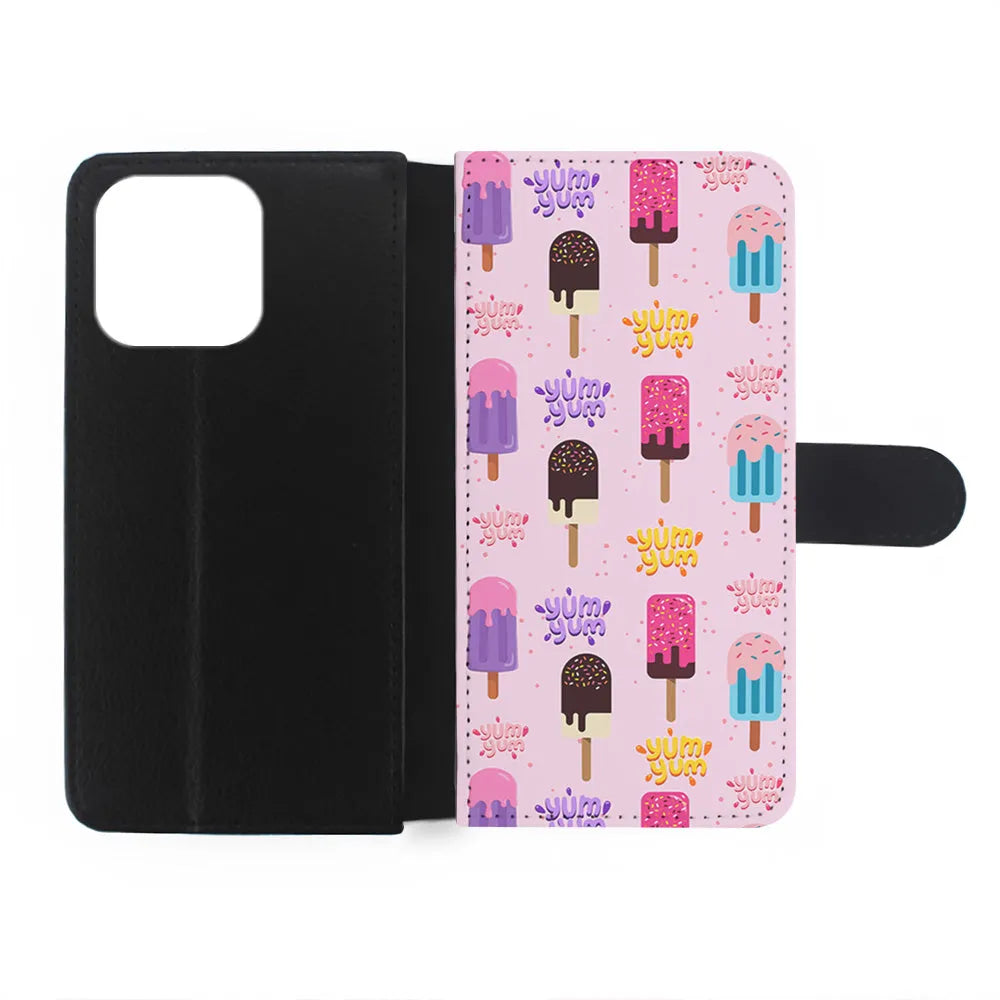 Pink Colourful Cute Ice Cream iPhone 13 Pro Case-Flip Wallet Case-Xtracase