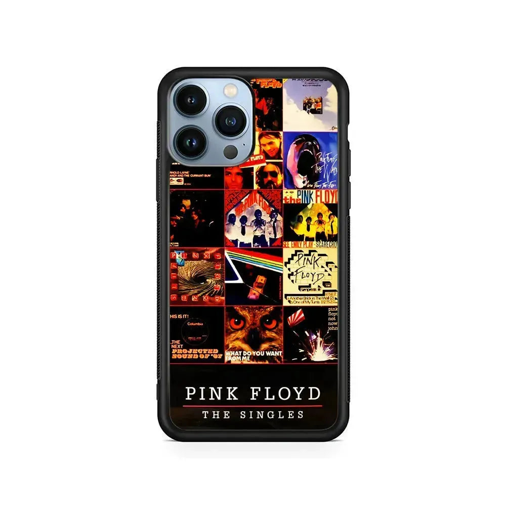 Pink Floyd Cover Collage iPhone 15 Pro Max Case-Rubber / Black (2D Case)-Xtracase