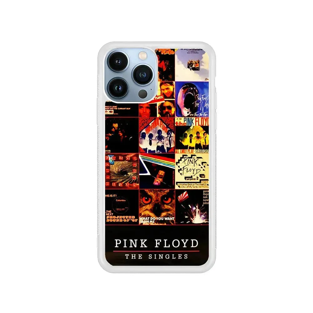 Pink Floyd Cover Collage iPhone 15 Pro Max Case-Rubber / White (2D Case)-Xtracase