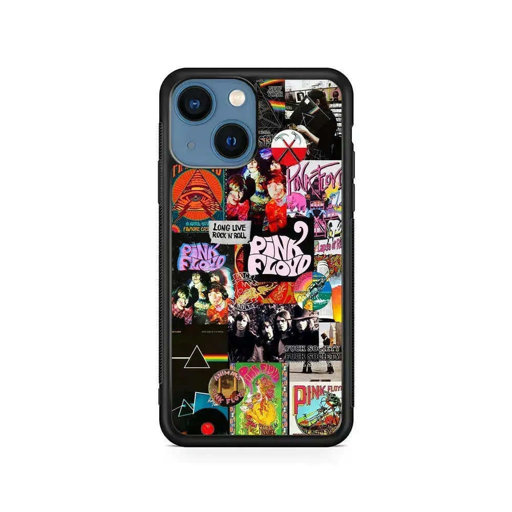Pink Floyd Rock Aesthetic iPhone 13 Mini Case-Rubber / Black (2D Case)-Xtracase