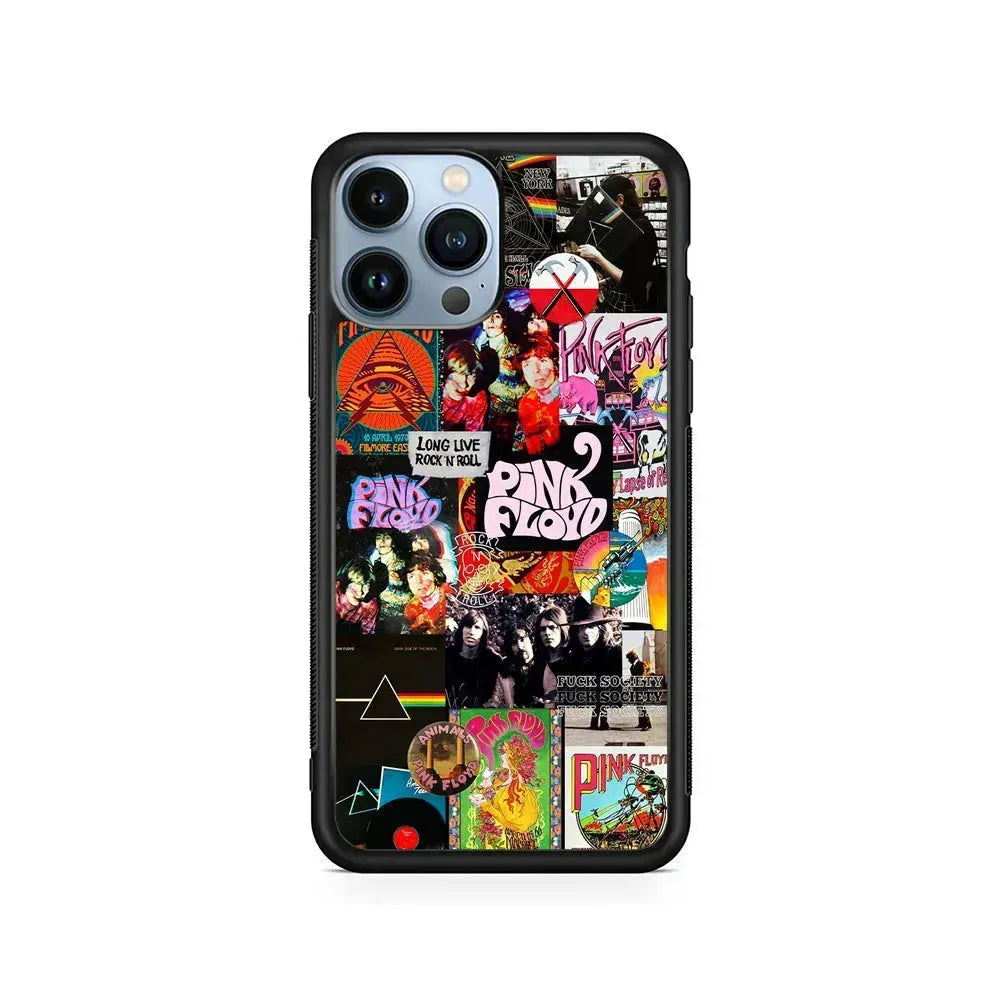 Pink Floyd Rock Aesthetic iPhone 15 Pro Max Case-Rubber / Black (2D Case)-Xtracase