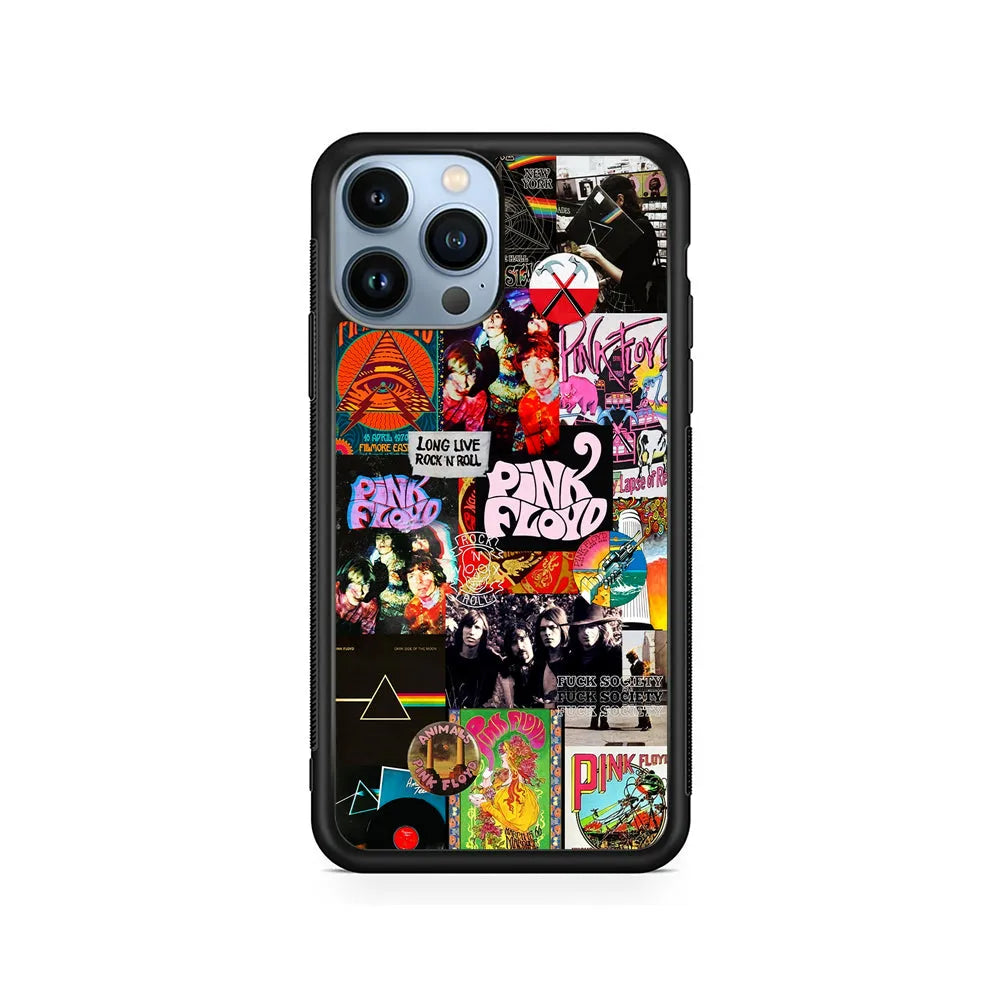 Pink Floyd Rock Aesthetic iPhone 13 Pro Max Case-Rubber / Black (2D Case)-Xtracase