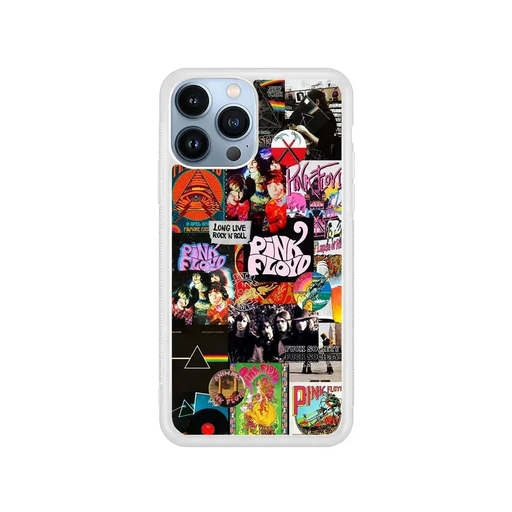 Pink Floyd Rock Aesthetic iPhone 15 Pro Max Case-Rubber / White (2D Case)-Xtracase