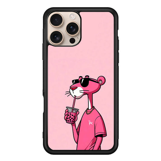 Pink Panther Drinks Bubble Tea iPhone 16 Pro Max Case - iPhone 16 Pro Max