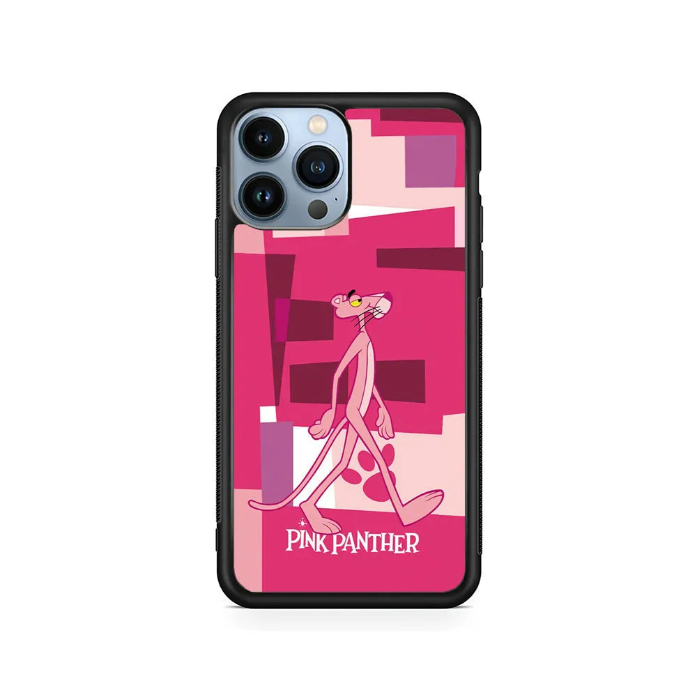 Pink Panther Walk Away iPhone 13 Pro Case-Rubber / Black (2D Case)-Xtracase