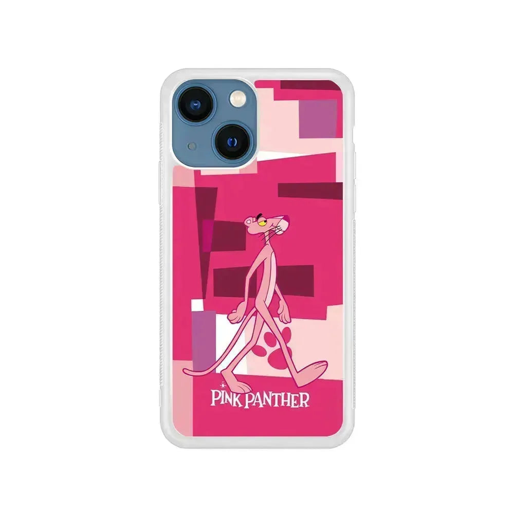 Pink Panther Walk Away iPhone 13 Mini Case-Rubber / White (2D Case)-Xtracase