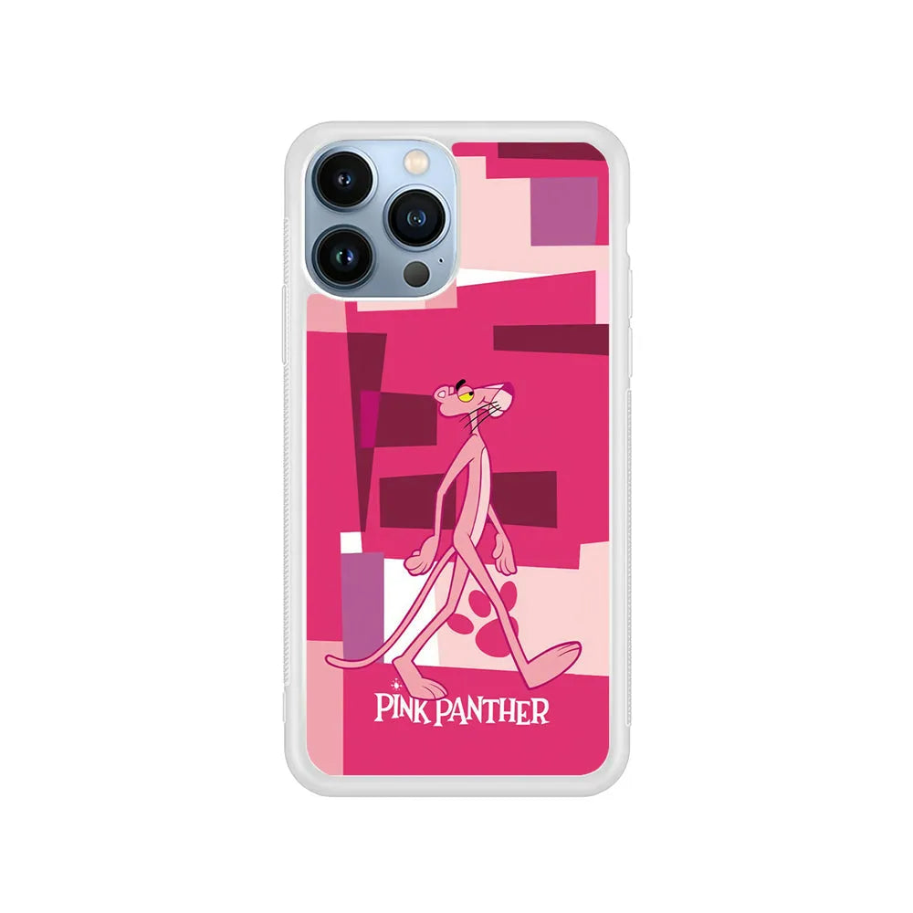 Pink Panther Walk Away iPhone 13 Pro Case-Rubber / White (2D Case)-Xtracase