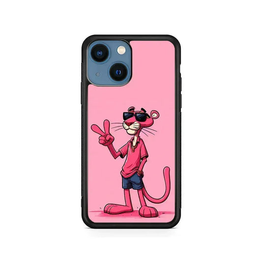 Pink Panther Wearing Glasses iPhone 13 Mini Case-Rubber / Black (2D Case)-Xtracase