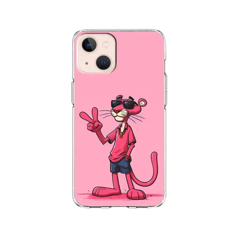 Pink Panther Wearing Glasses iPhone 13 Mini Case-Clear Soft Case-Xtracase