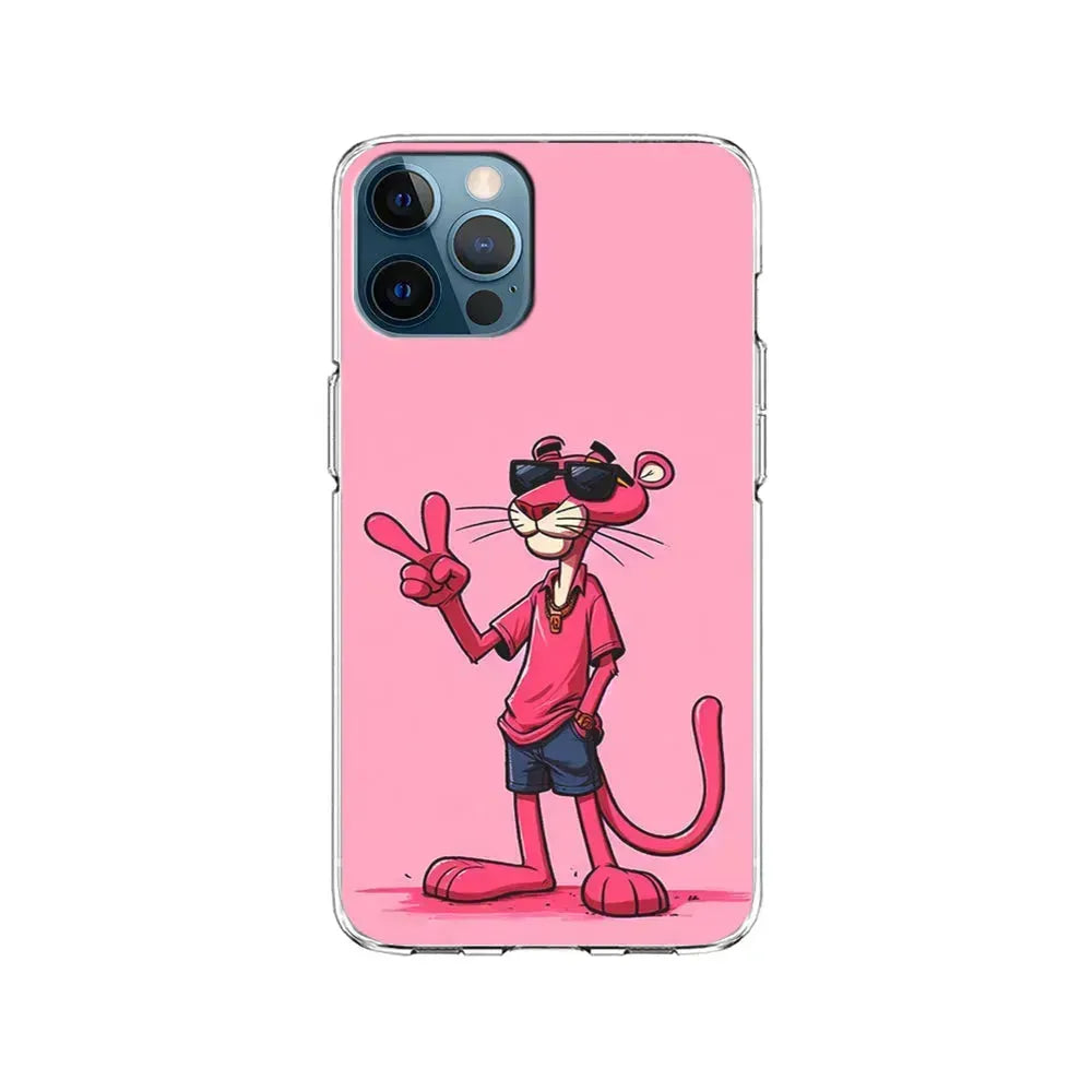 Pink Panther Wearing Glasses iPhone 15 Pro Max Case-Clear Soft Case-Xtracase