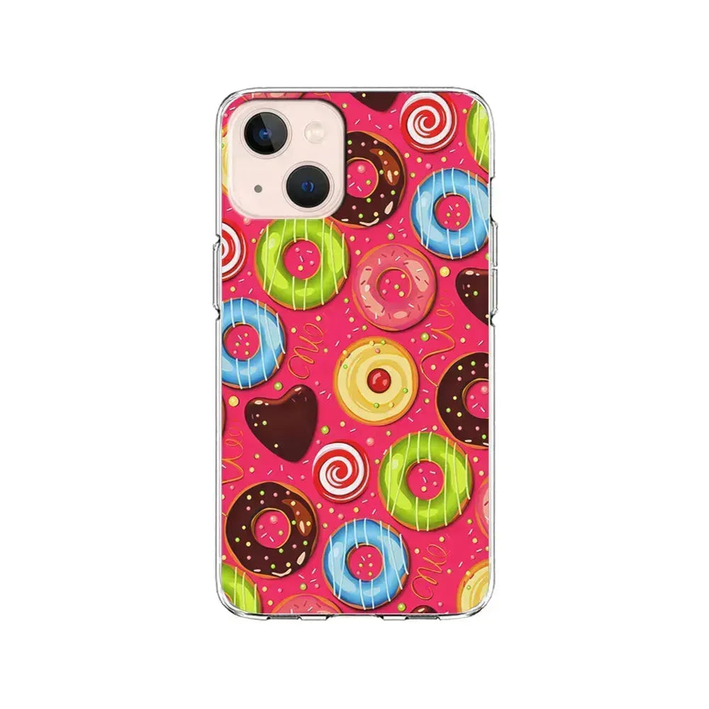 Pink Sweet Cute Donuts iPhone 13 Mini Case-Clear Soft Case-Xtracase