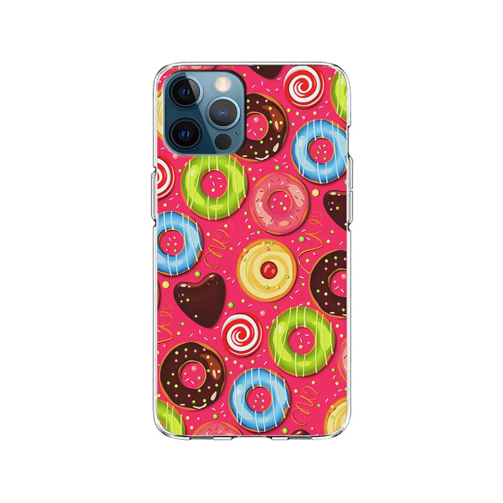 Pink Sweet Cute Donuts iPhone 13 Pro Case-Clear Soft Case-Xtracase