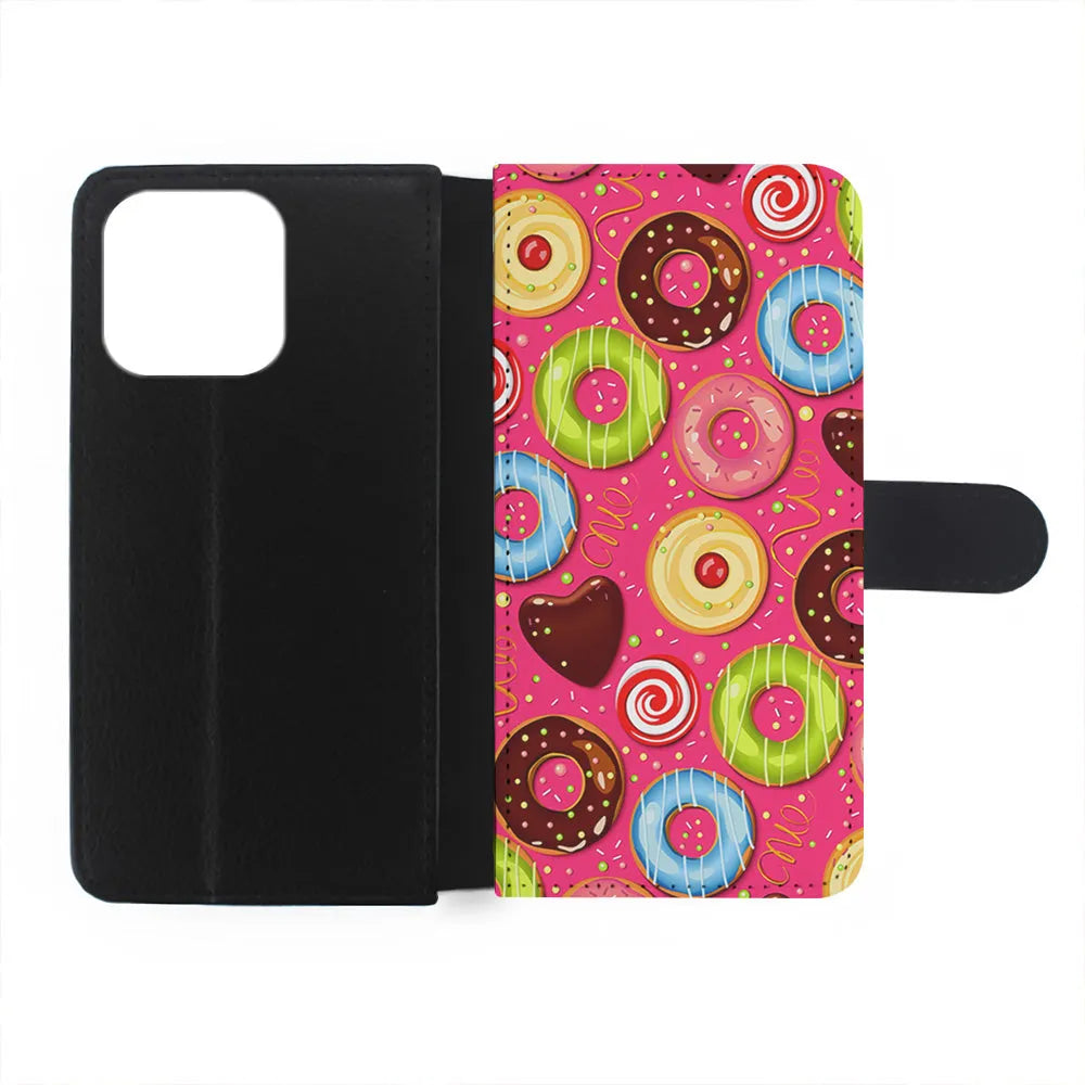 Pink Sweet Cute Donuts iPhone 13 Pro Case-Flip Wallet Case-Xtracase